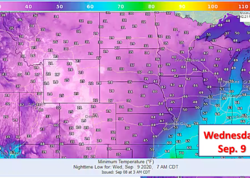 As the Great Plains see plunging temperatures this week, one meteorologist thinks crops in the core of the Corn Belt escaped major damage thanks to constant cloud cover. However, livestock producers may not be so lucky.