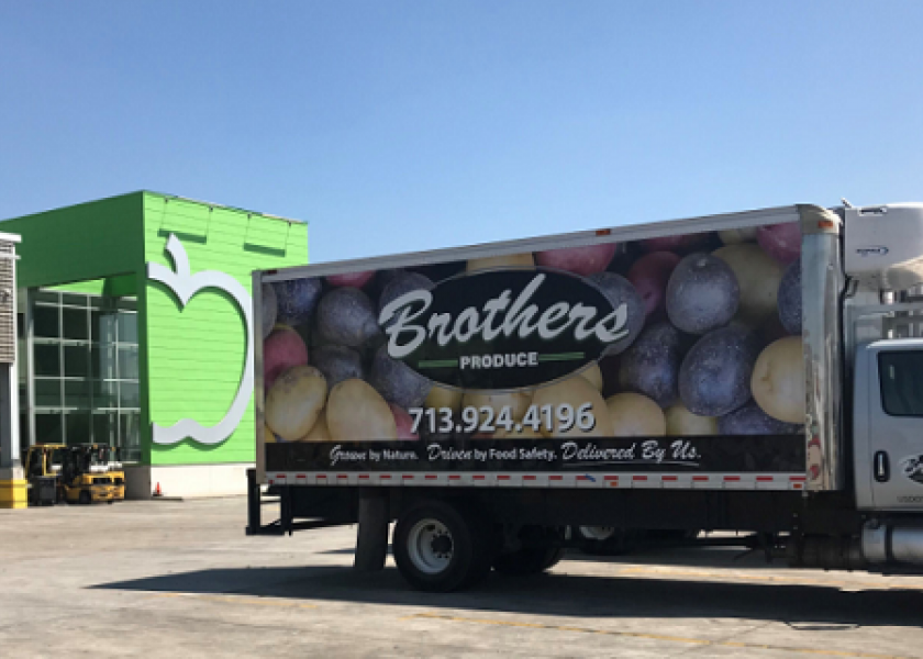 A Brothers Produce truck at the Houston Food Bank.