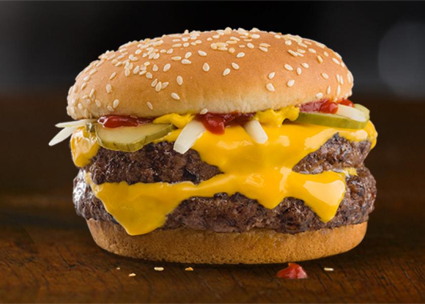 McDonald's fresh beef double Quarter Pounder.