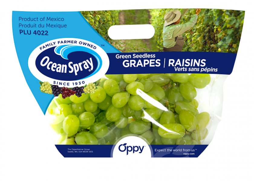 A mock-up of Ocean Spray brand grapes from Oppy.