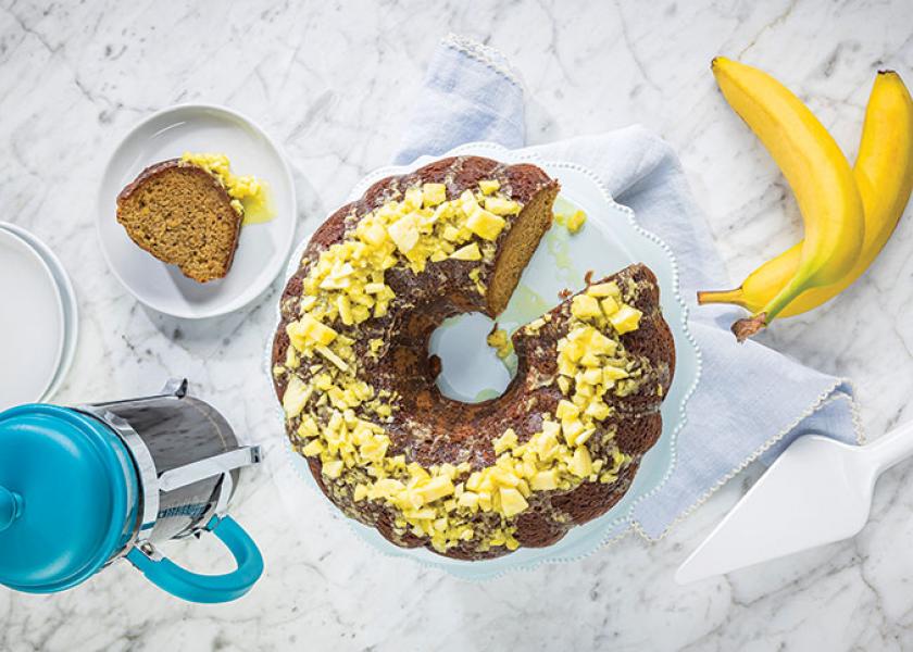 Dole’s recipe for Provincial Pineapple-Banana Bundt Cake ties in with its “Ratatouille”-themed promotion as part of its “Now We’re All Cooking” campaign