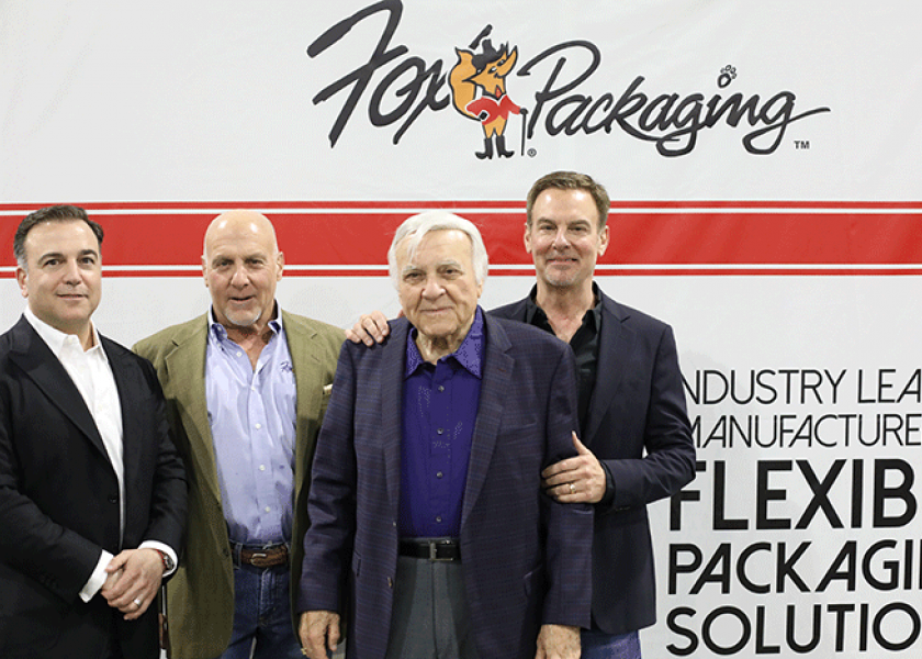 Members of the Fox family were on hand during the recent grand opening of Fox Packaging's printing facility. Aaron (from left), Keith, Kenny and Craig Fox greeted visitors at the event.