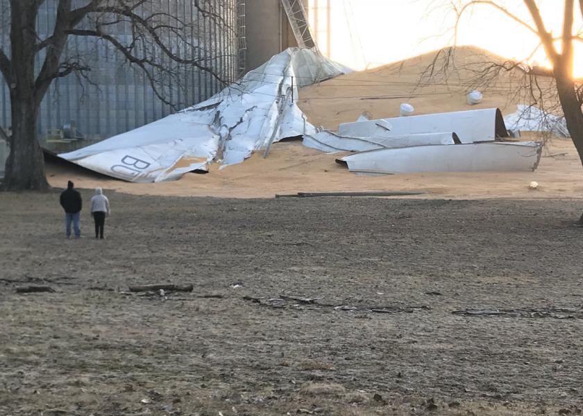 A grain bin collapse in La Grange, Mo.