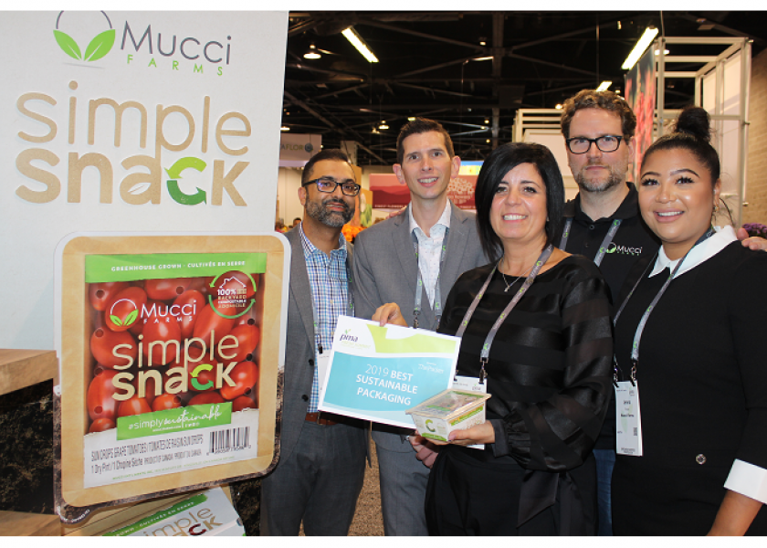 The Produce Marketing Association awarded Mucci Farms with Fresh Summit's Most Sustainable Packaging Award at Fresh Summit for its Simple Snack line packaging.