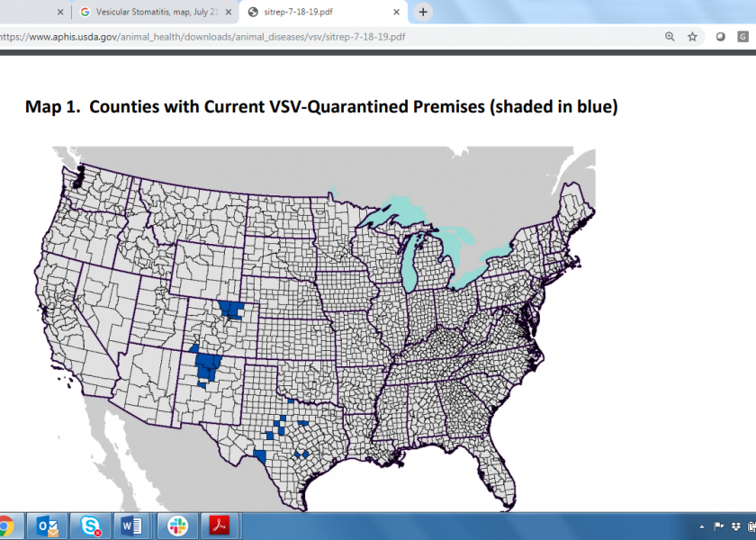 VSV continues to spread in Colorado, New Mexico and Texas, but has not appeared in any other states so far this summer.