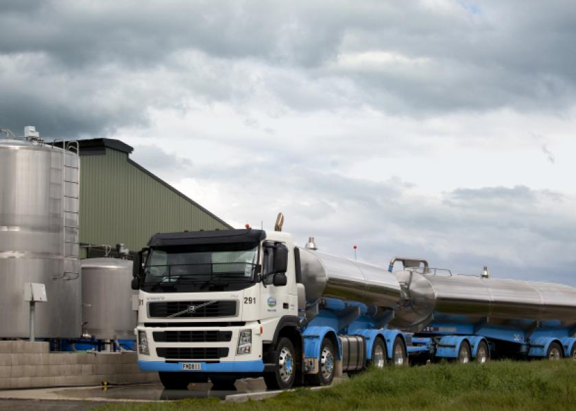 Fonterra tanker collecting milk off farm