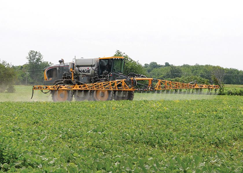 Herbicide application in soybeans.