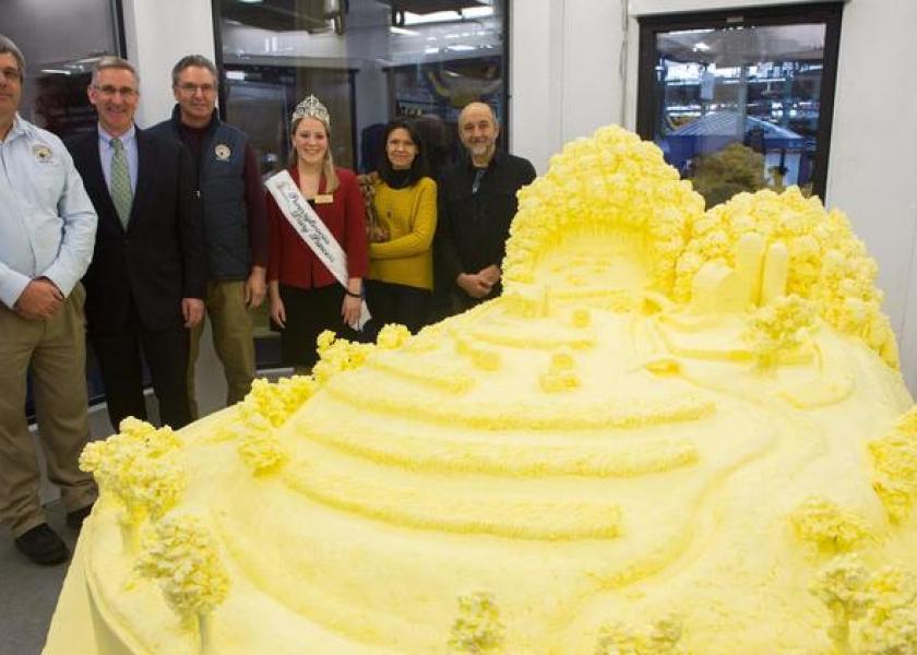 The annual butter sculpture was unveiled Thursday ahead of the 2017 Pennsylvania Farm Show. The sculpture is called "A Culture of Stewardship" and pays tribute to dairy farmers.